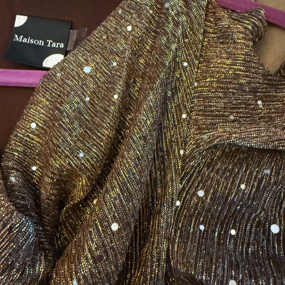 Maison Tara Metallic Copper Sequin Jumpsuit - Picture 6 of 6
